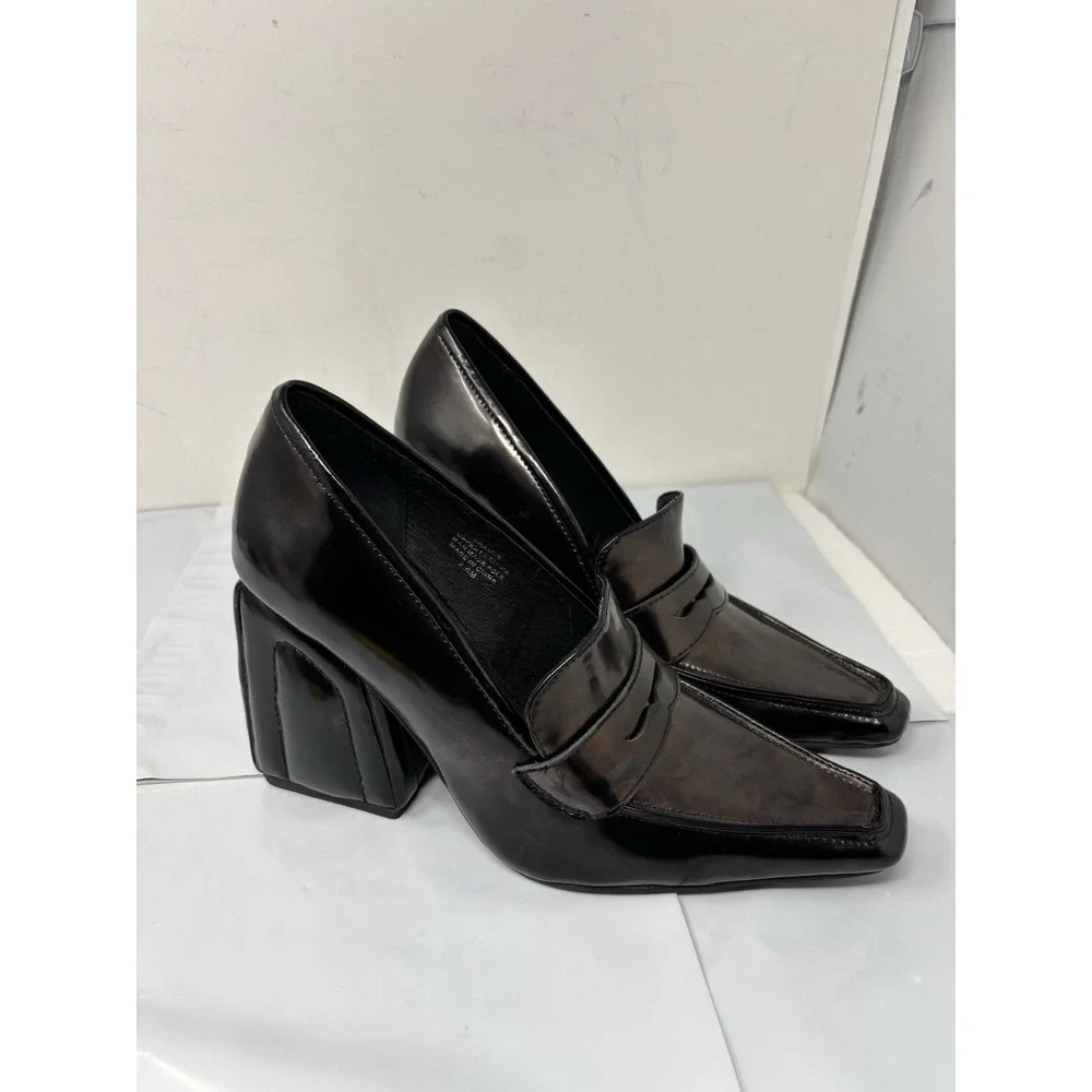 Jeffery Campbell Braque Block Heel Pump In Black women's Size 7.5 Metallic